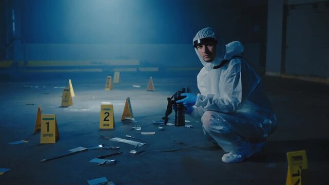 Scientific police collecting evidence.