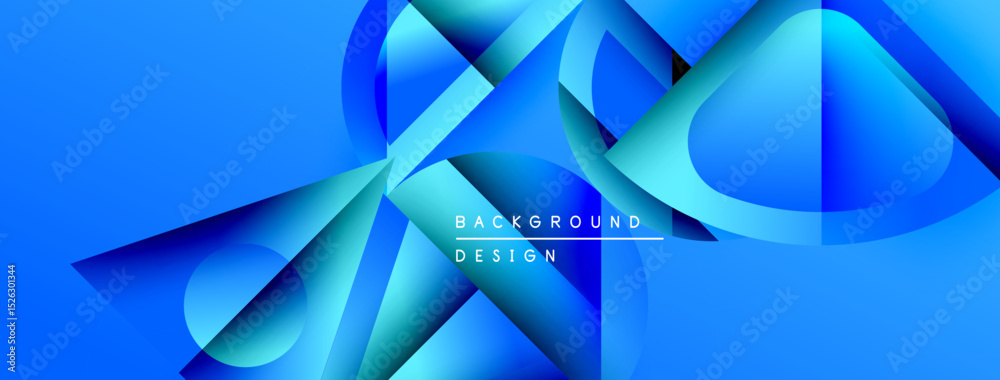Aufkleber Abstract blue design features overlapping shapes, gradients, dynamic composition. Modern aesthetic suitable for backgrounds, presentations.