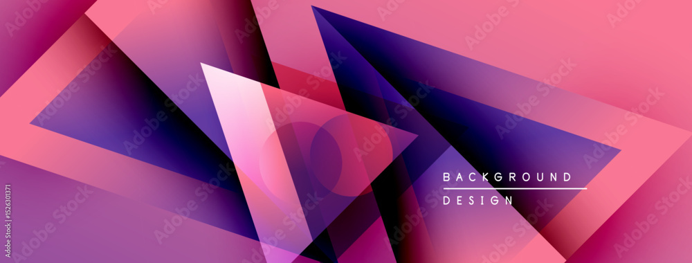 Poster Abstract geometric shapes, vibrant pinks, purples create dynamic background. Modern design elements suggest innovation, energy.