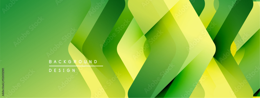 Aufkleber abstract geometric pattern. bright green, yellow hues create dynamic layered effect. modern design s