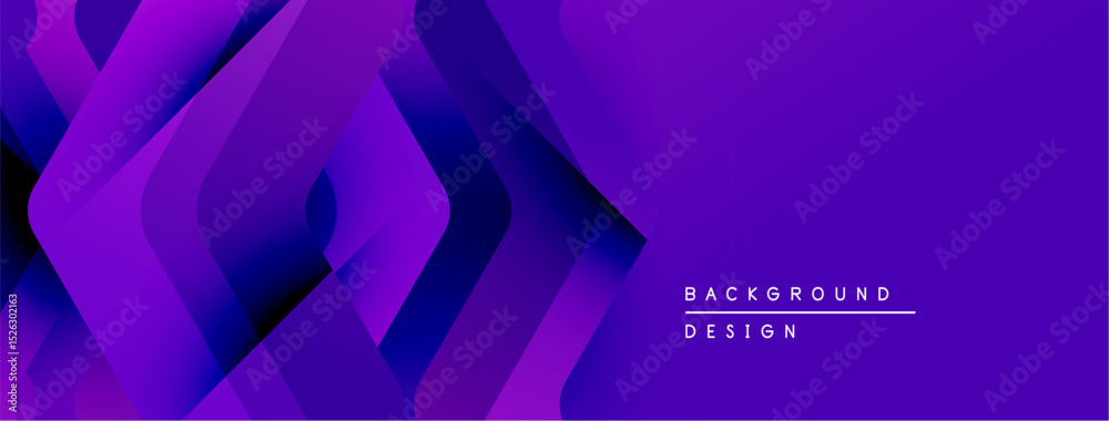 Poster Abstract purple layers create dynamic geometric pattern. Gradient shades offer depth, modern aesthetic. Minimalist design suits backgrounds.