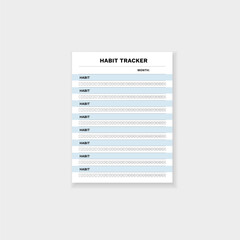 Template form to track monthly habits and progress. simple design for easy goal monitoring.