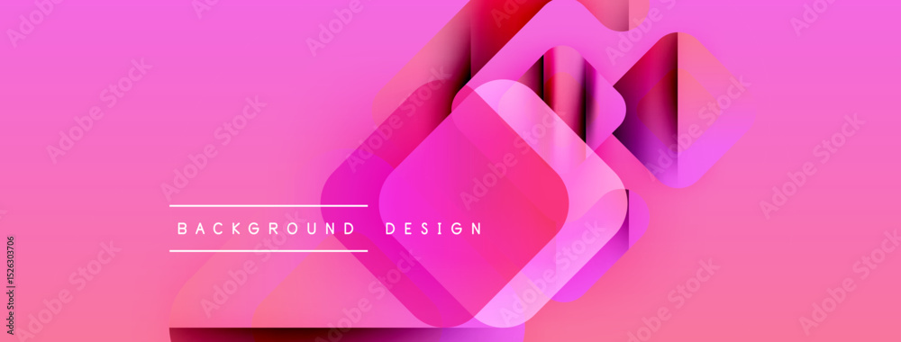 Aufkleber Abstract pink gradient background. Overlapping squares create dynamic visual effect. Text reads background design. Modern, vibrant composition.