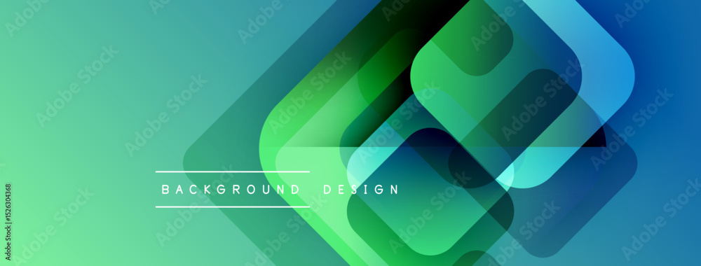 Leinwandbilder Abstract geometric shapes overlap, creating vibrant turquoise, green gradient. Modern design element for backgrounds, presentations.