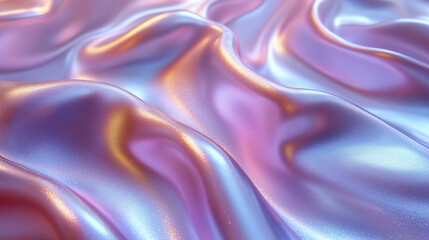 Obraz premium Iridescent liquid texture with flowing metallic surface in soft pastel colors