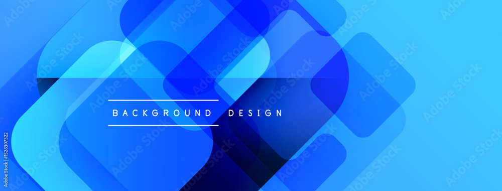 Aufkleber Abstract blue layers create dynamic background. Geometric shapes overlap, forming modern design. Text reads background design.