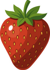 Fresh sweet strawberry. Whole Red berry fruit. Hand drawn summer strawberry trendy flat style isolated for design. Vector illustration