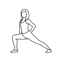 Woman in athletic wear performing a leg stretch line drawing