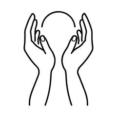 Protective hands line drawing minimalist design