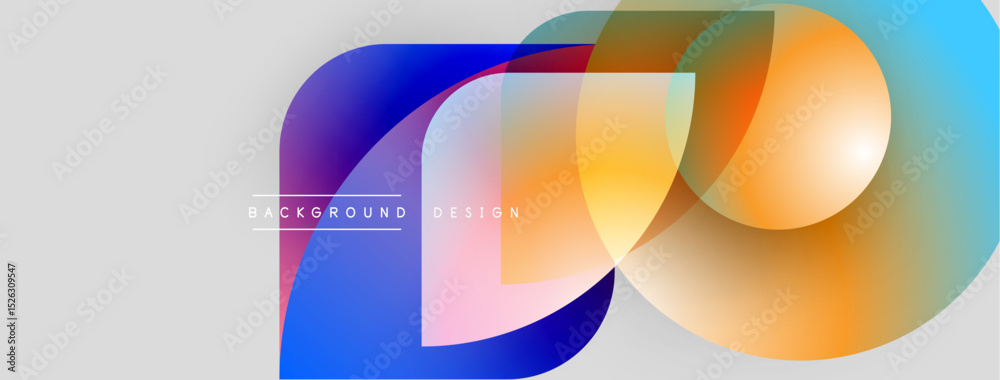 Aufkleber Abstract colorful overlapping shapes create dynamic visual effect. Modern design elements suggest creativity, innovation. Background features gradients.