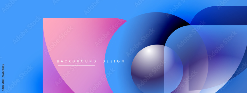 Aufkleber Abstract geometric shapes, blue, pink gradients. Modern design elements create dynamic visual experience. Text reads background design.