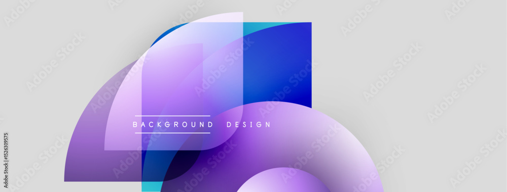 Poster Abstract layers create dynamic visual flow. Purple, blue hues blend with white space. Modern design element for backgrounds.