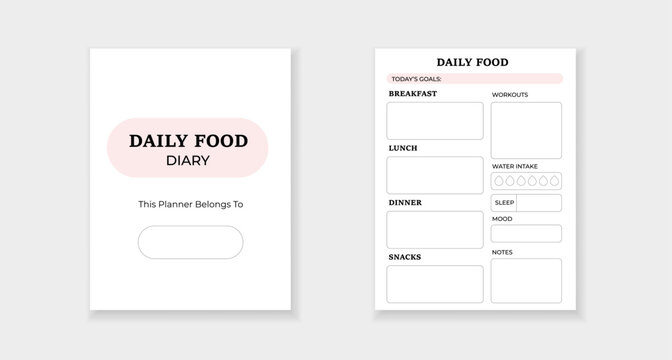 Form for tracking daily meals and health goals. includes sections for meals, goals, and notes.