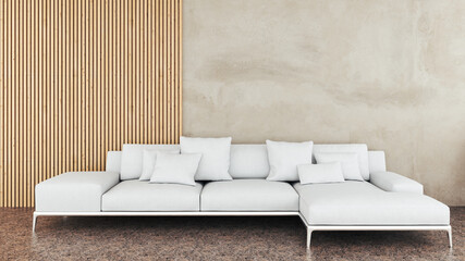 Large luxury modern bright interiors Living room mockup illustration 3D rendering image