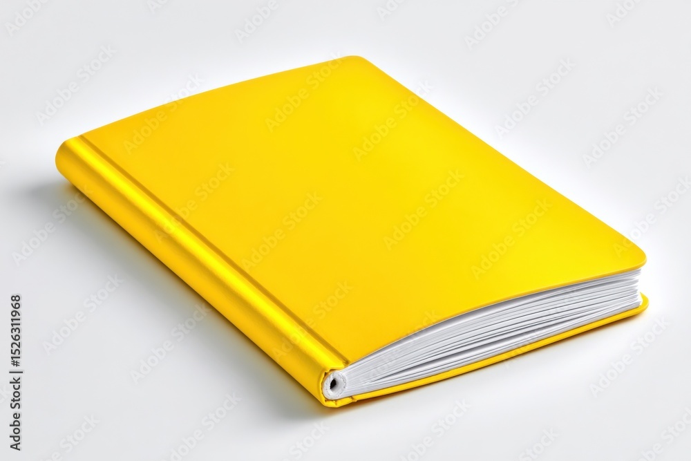 Poster Bright Yellow Notebook on White Background, Symbolizing Organization and Planning for Productivity and Goal Setting : Generative AI
