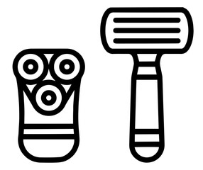 Electric Shaver and Manual Razor Side by Side – Men’s Grooming Essentials, Daily Shaving Routine, Beard and Facial Hair Care, Self-Care Tools for Hygiene, Personal Style, Male Beauty

