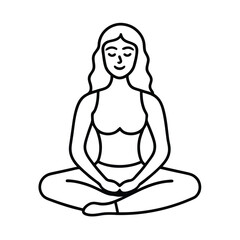 Woman in lotus pose line drawing yoga meditation