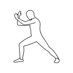 Line drawing of person in defensive stance martial arts pose