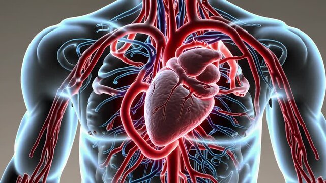 Detailed exploration of human heart anatomy and blood circulation processes in the body