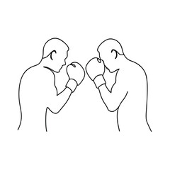 Two boxers facing off line drawing minimalist sport illustration