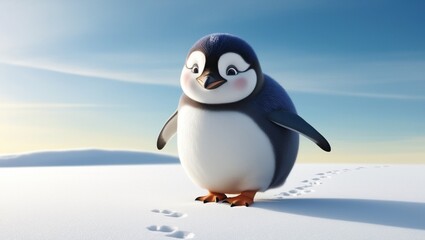 Naklejka premium penguin on snow