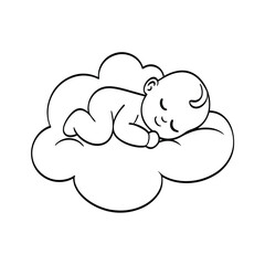 Sleeping Baby on Cloud, Sweet Dreams, Infant Rest, Peaceful, Cute