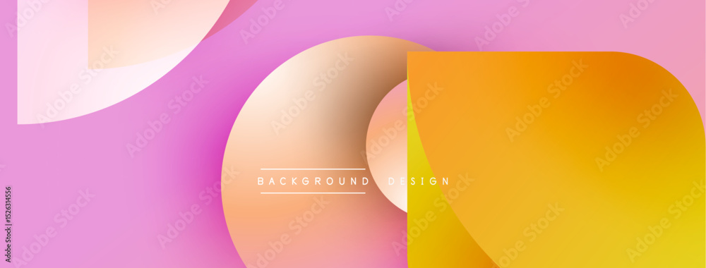 Aufkleber Abstract design features overlapping colorful shapes. Soft gradients create modern, dynamic visual effect. Pink, orange hues dominate composition.
