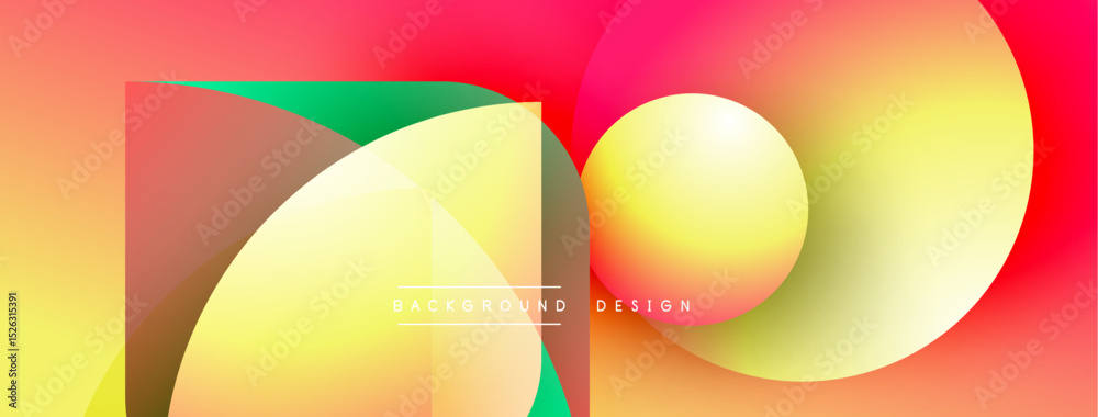 Poster vibrant abstract design features overlapping colorful circles, gradients. modern aesthetic, suitable