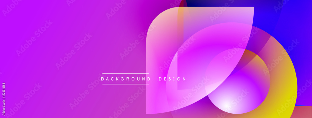 Poster vibrant abstract background. overlapping shapes create dynamic visual effect. purple, yellow, blue h