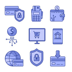 et of icons online payment systems, focusing on security, digital transactions, and e-commerce shopping experience. 