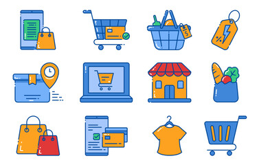 Online Shopping And Retail Icon Set , collection of shopping icon