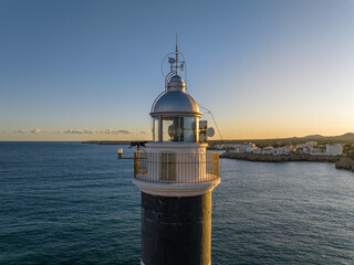 Faro de Portocolom en la Isla de Mallorca, Baleares