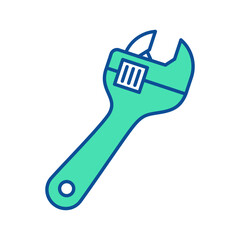 Adjustable wrench icon. Construction tool. Color vector illustration