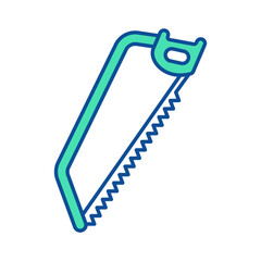 Hand saw icon. Construction tool. Color vector instrument illustration