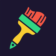 Paint brush icon. Construction tool. Color vector instrument illustration
