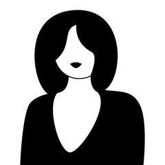 Woman with thick long hair and lipstick, vector illustration.