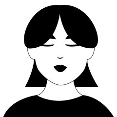 Girl with bangs and wide hair volume, vector illustration.