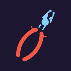 Plier icon. Construction tool. Color vector instrument illustration
