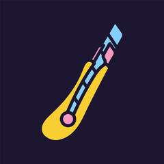 Stationery or construction knife icon. Construction tool. Color vector instrument illustration