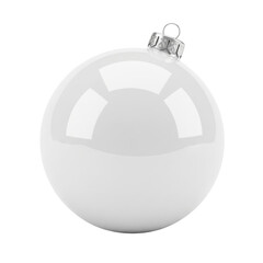 Obraz premium A pristine white christmas ornament, isolated on transparent background, reflecting light with a glossy sheen