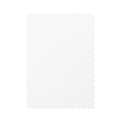 A pristine white paper with perforated edges, isolated on transparent background