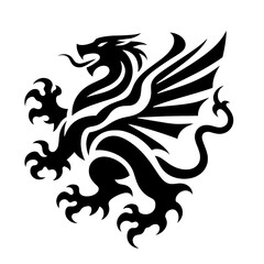Obraz premium A black silhouette of heraldic formidable griffin, minimalist stroke, abstract stroke modern style, vector, isolated, transparent background 