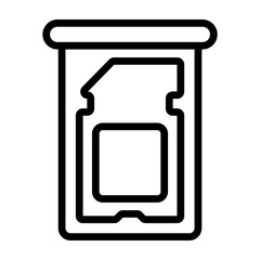 SIM Card Tray Vector Line Icon Design
