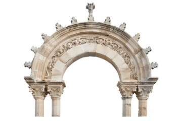 Naklejka premium Moorish arch architecture building white background.