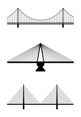Set of automobile bridges. Collection of different types of bridges. Architectural connecting structures symbols in a flat style. Bridge icon for web, applications, UI. Vector illustrations EPS10