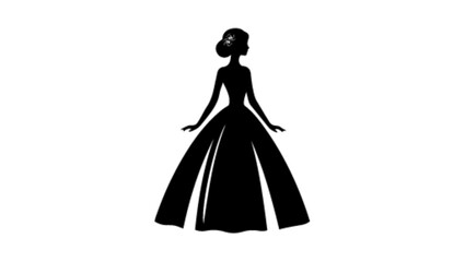 Fototapeta premium dress, bride, wedding, woman, fashion, beauty, gown, vector, princess, illustration, silhouette, people, model, dance, elegance, marriage, art, lady, clothing, bridal, costume, clothes logo vector 