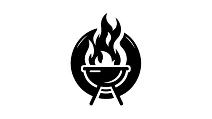 BBQ, fire, flame, icon, vector, illustration, burn, sign, hot, symbol, burning, heat, logo, design, red, bonfire, torch, decoration, danger, Logo vector 