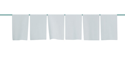 white cloth flag on a string line 3D rendering
