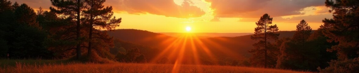 Golden sunset bathes ancient dwarf white pines, North Carolina , golden hour, sky