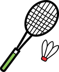 badminton racket and ball